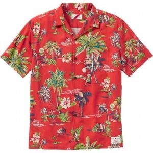 Best Made Co. x Kahala Hawaiian Rayon Men's  Large Loop Collar Camp Shirt Red